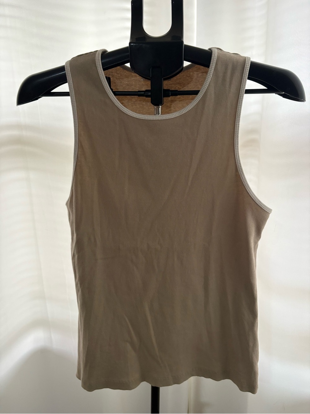 Reitmans Taupe Ribbed Tank with Contrast Trim